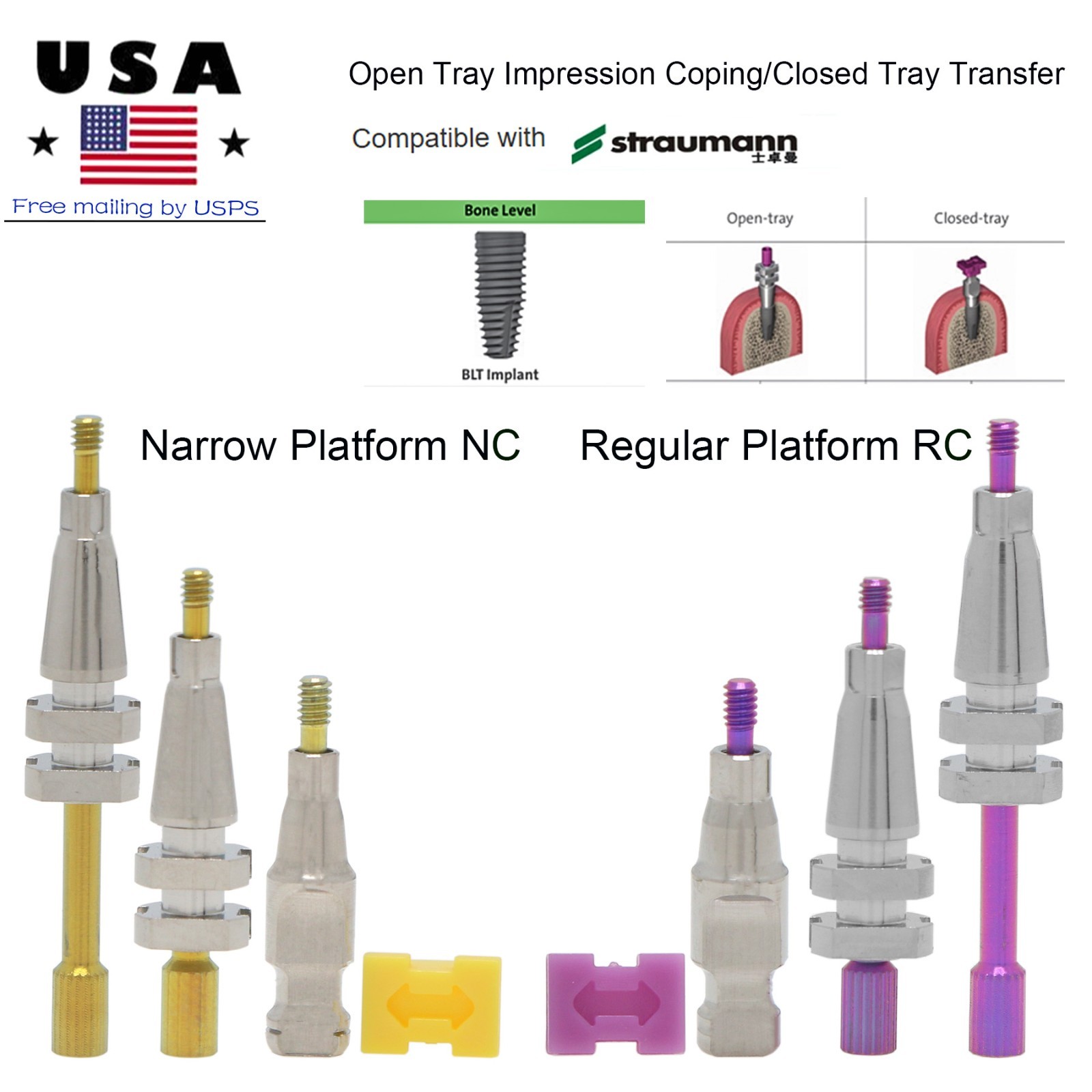 US Straumann B0ne Level NC/RC Healing Abutment Scanbody Analog Impression Coping