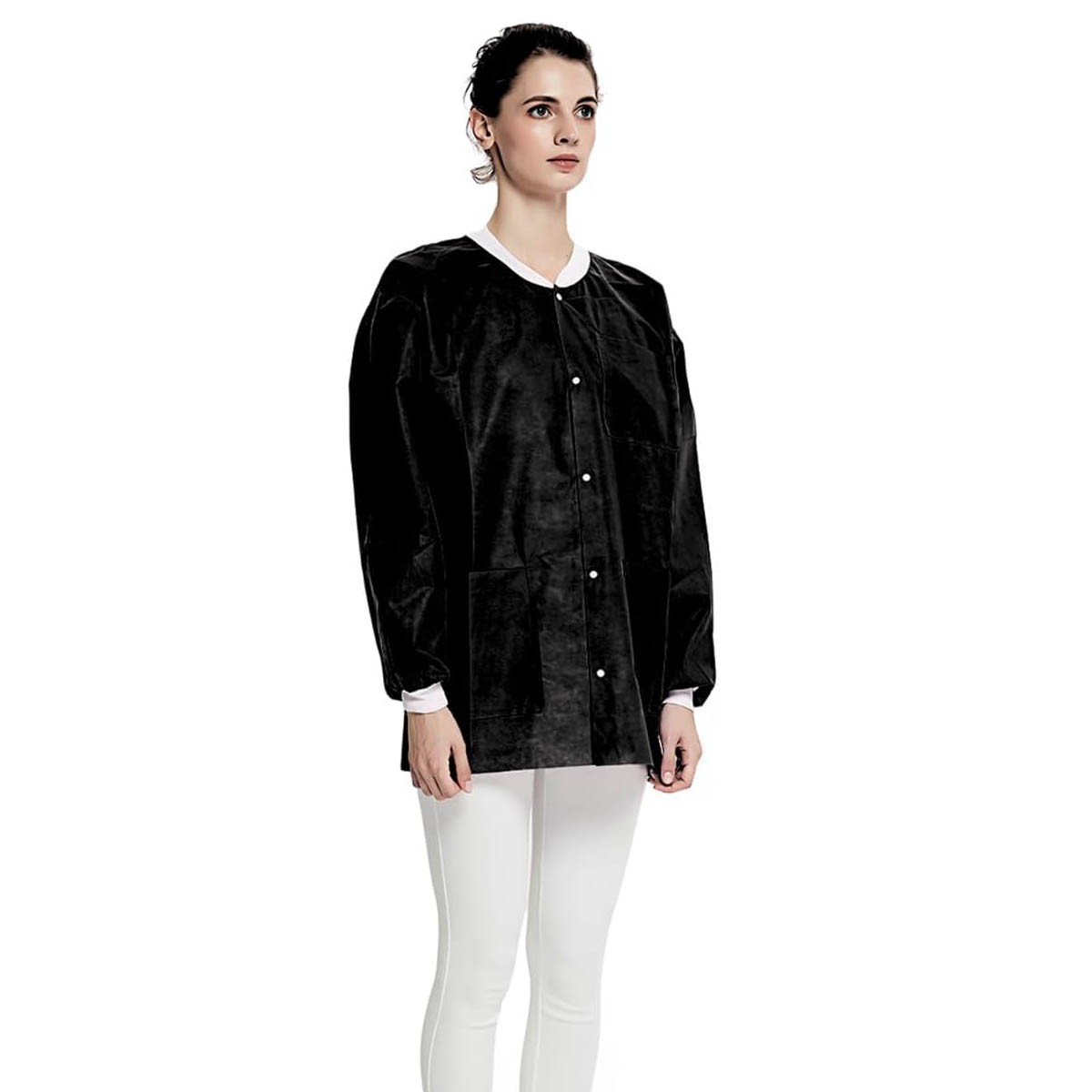 Pack of 10 Disposable Lab Jackets, Unisex Hip-Length Lab Coats 45gsm M-2XL