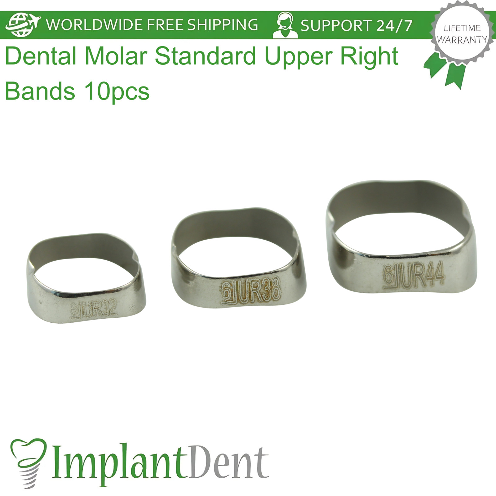 Dental Molar Standard Upper Right Bands 10pcs Stainless Steel Braces Span Ortho