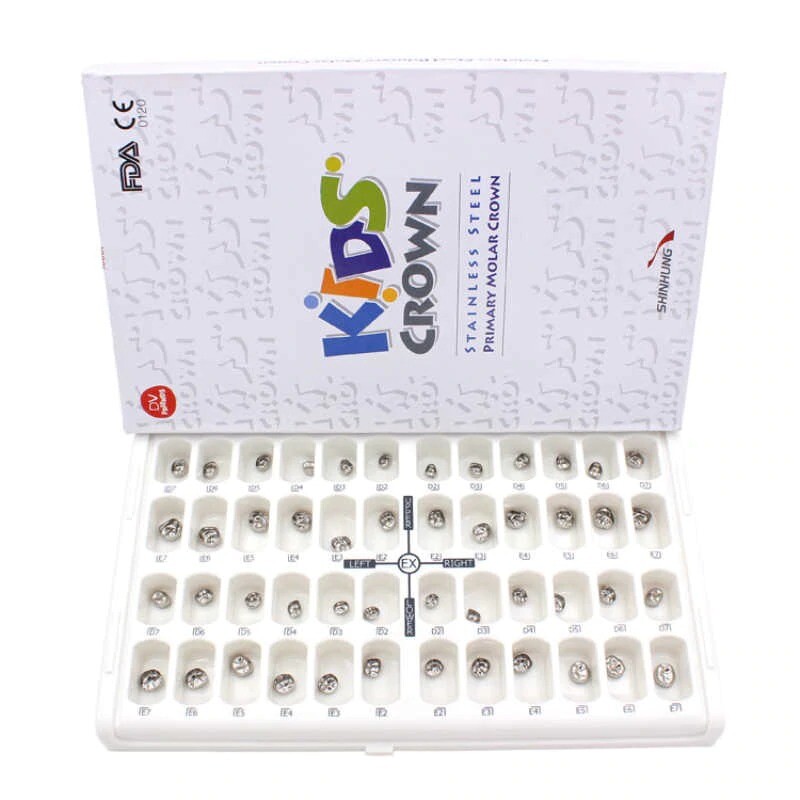 DENTAL SHINHUNG STAINLESS STEEL KIDS CROWN KIT OF 48 PCS