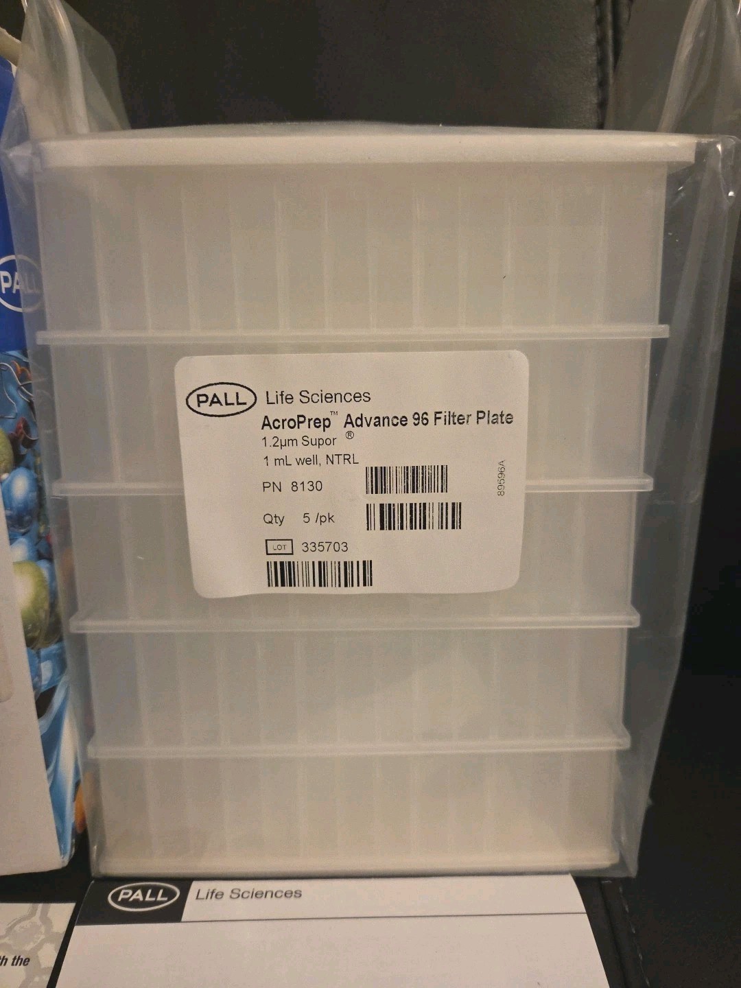 Pall Life Sciences PN 8130 AcroPrep Advance 96 Filter Plate 1.2 um 1mL Well 5PK