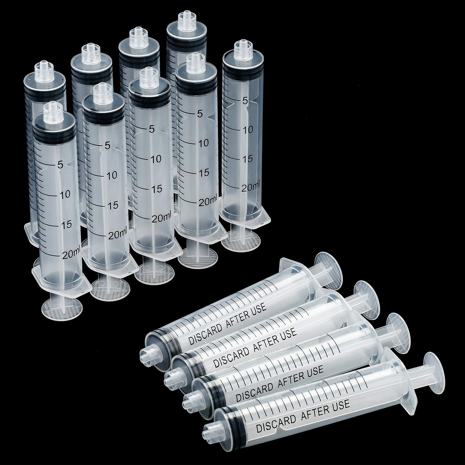 TecUnite 20 Pack Syringe Without Needle, Plastic Curved Syringes for 20 ML