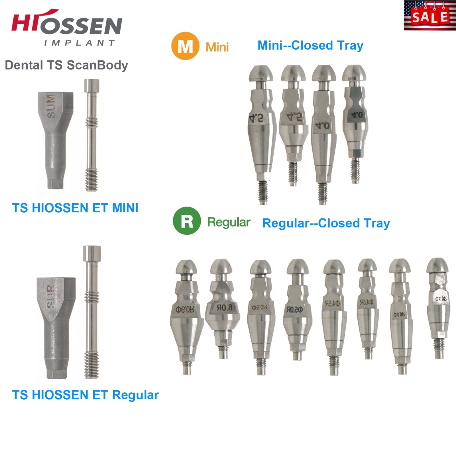 US Fits Hiossen Osstem ET Healing Abutments/Locator/Impression Caps Coping M/R