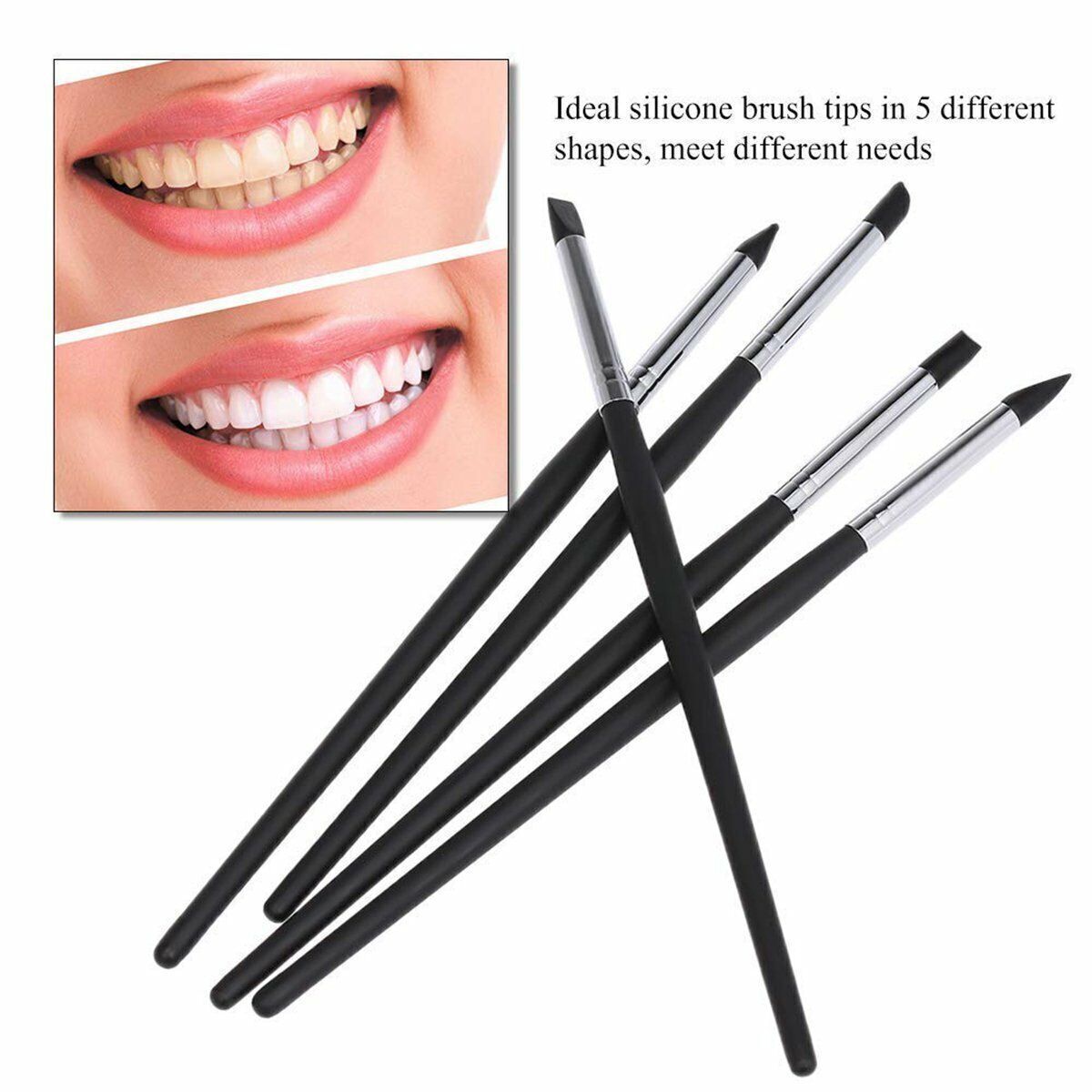 5 Pcs Dental Composite Resin Veneer Cement Porcelain Brushes Silicone Brush Pen