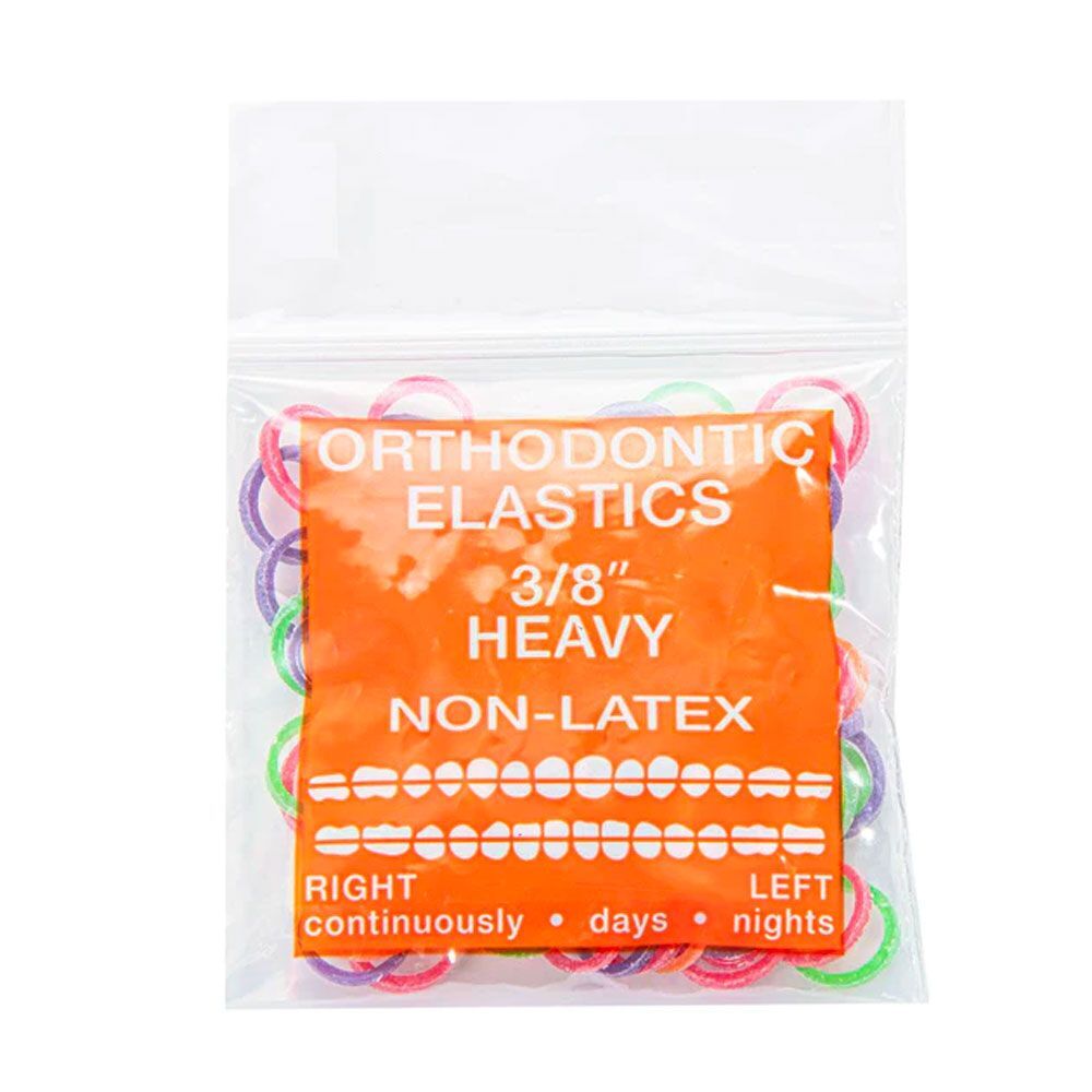 JMU Dental Orthodontic Intra Oral Elastic, Heavy 3/8″, Assorted Neon, 100/Bag