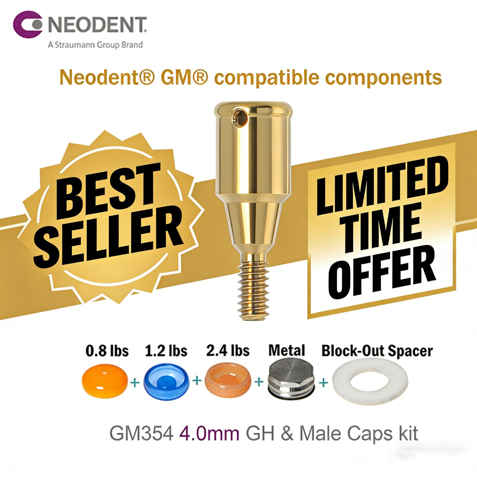 Titanium Overdenture Abutment Zest Locator Anchor Neodent GM Retention Inserts