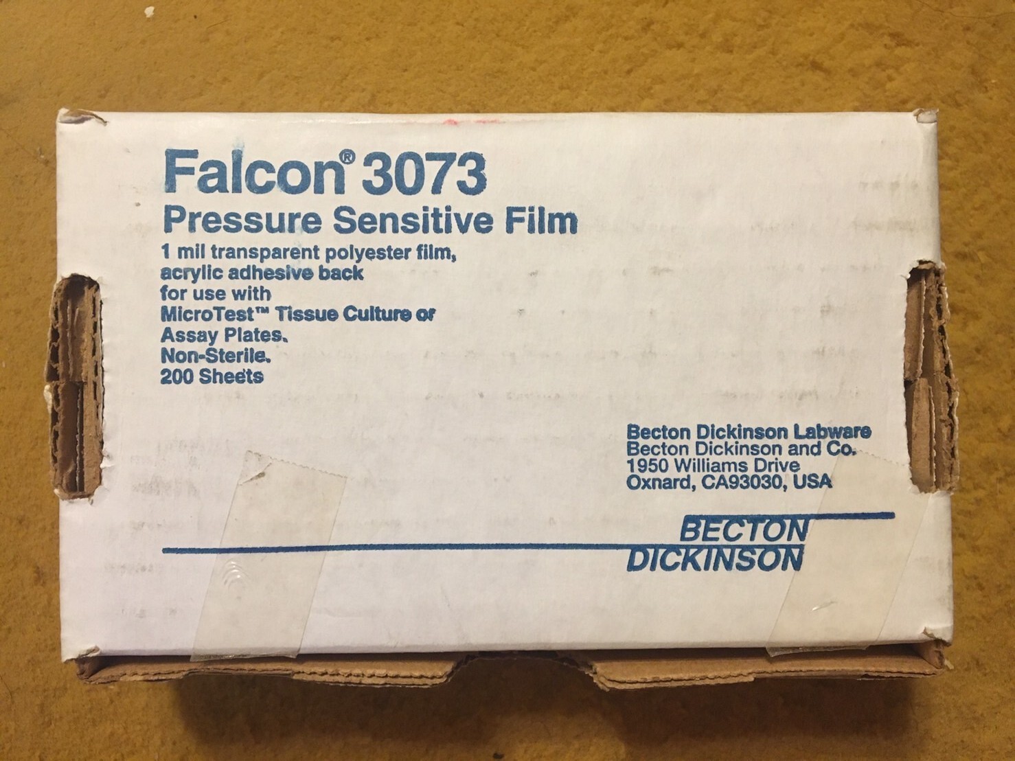 Becton Dickinson BD Falcon 3073 (aka 353073) Pressure sensitive Film 200 sheets