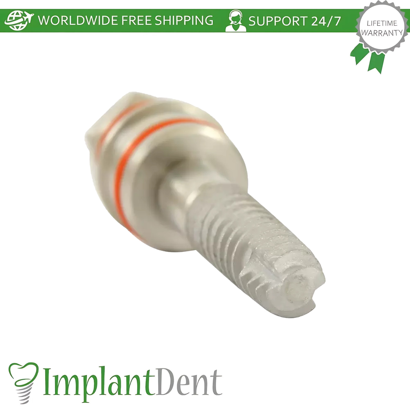 1x Dental Spiral Fixture SLA, Straight Prosthetic, Healing Cap Int Hex 2.42mm