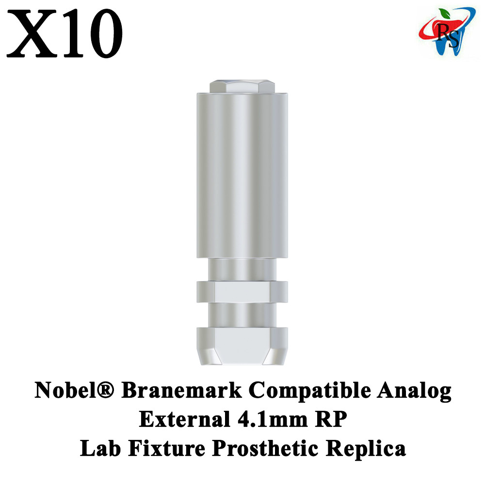 10x Nobel® Branemark Compatible Analog External 4.1mm RP Lab Fixture Prosthetic