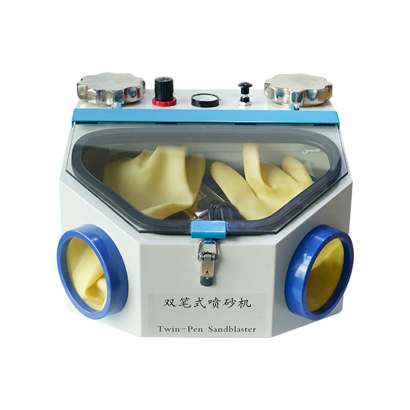 Dental Double Pen Sandblasting Box with LED Light Fine Sandblasting Unit JG-218