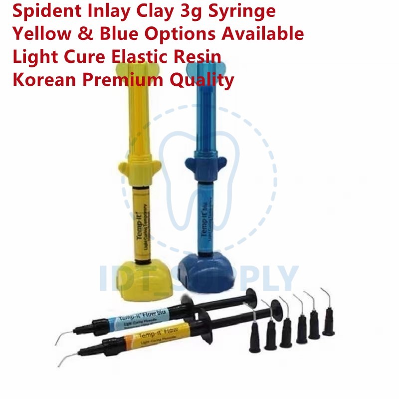 Spident Inlay Clay Light Cure Temporary Filling 3g Yellow Blue Elastic Resin