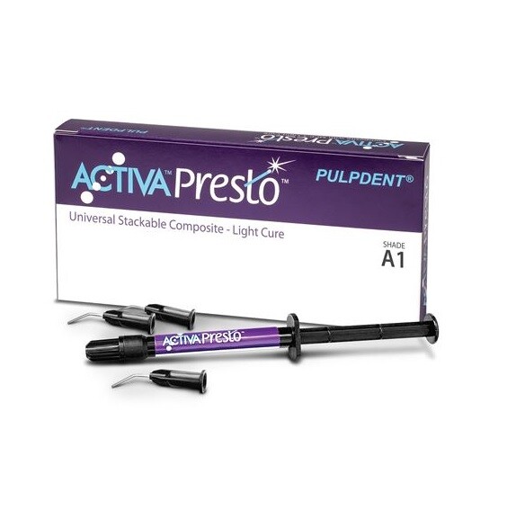 Pulp Dent ACTIVA PRESTO L C Universal Stackable Composite 1x 2g + 10 tips Freshh