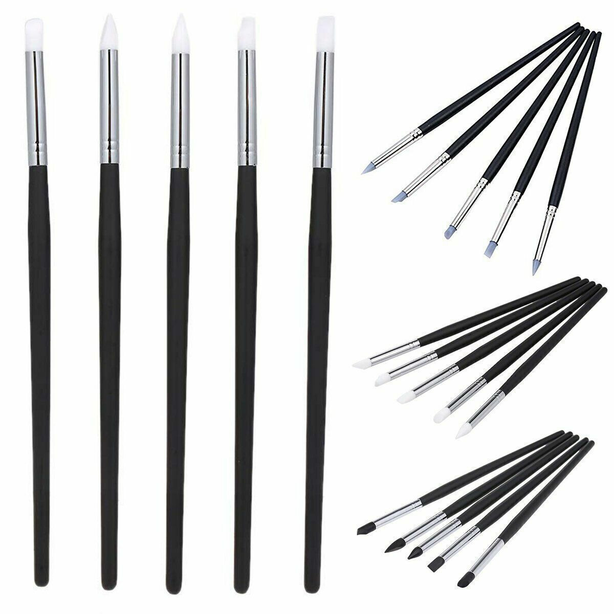 3 Set Dental Ceramic Silicone Brush Adhesive Resin Veneer Pen Black+Grey+White