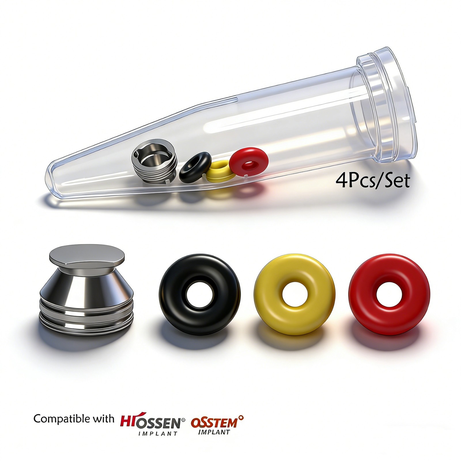 Dental Implant O-ring Retention Cap Kit For Hiossen/Osstem Ball Abutment 4pc/set