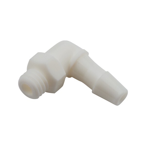 10-32 x 1/16″ Barb Elbow, Plastic; Pkg of 10, DCI 0080