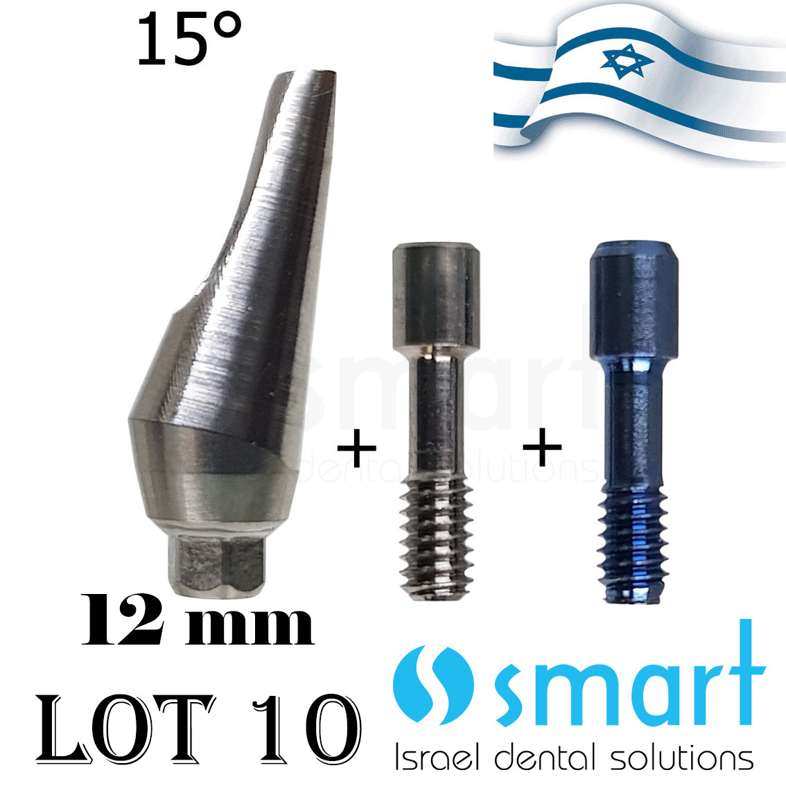 Lot x10 Titanium Angulated abutment 15 deg 10 w. screw + 10 b 12M