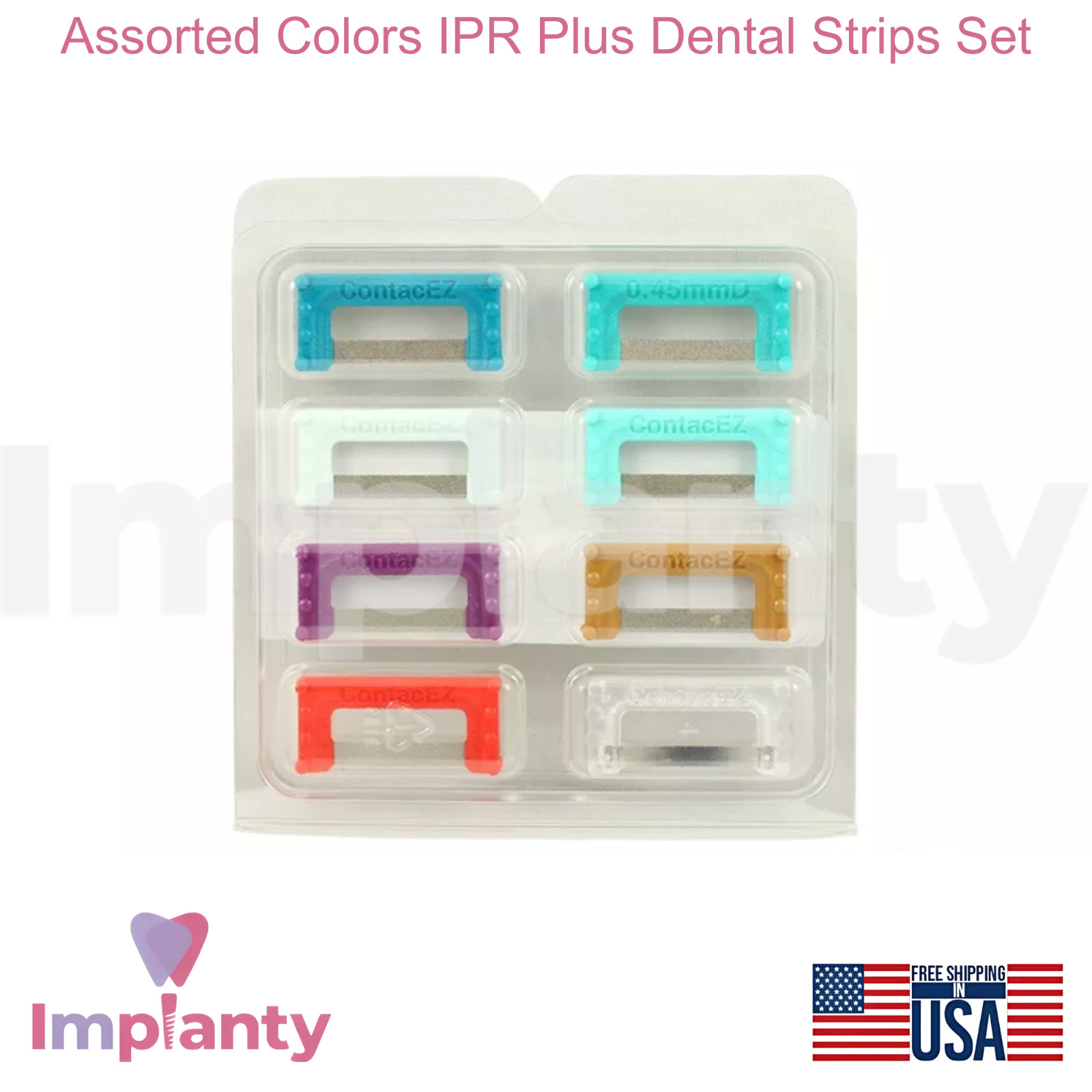 Assorted Colors IPR Plus Dental Strips Set 8pcs Stainless Steel Diamond Coating