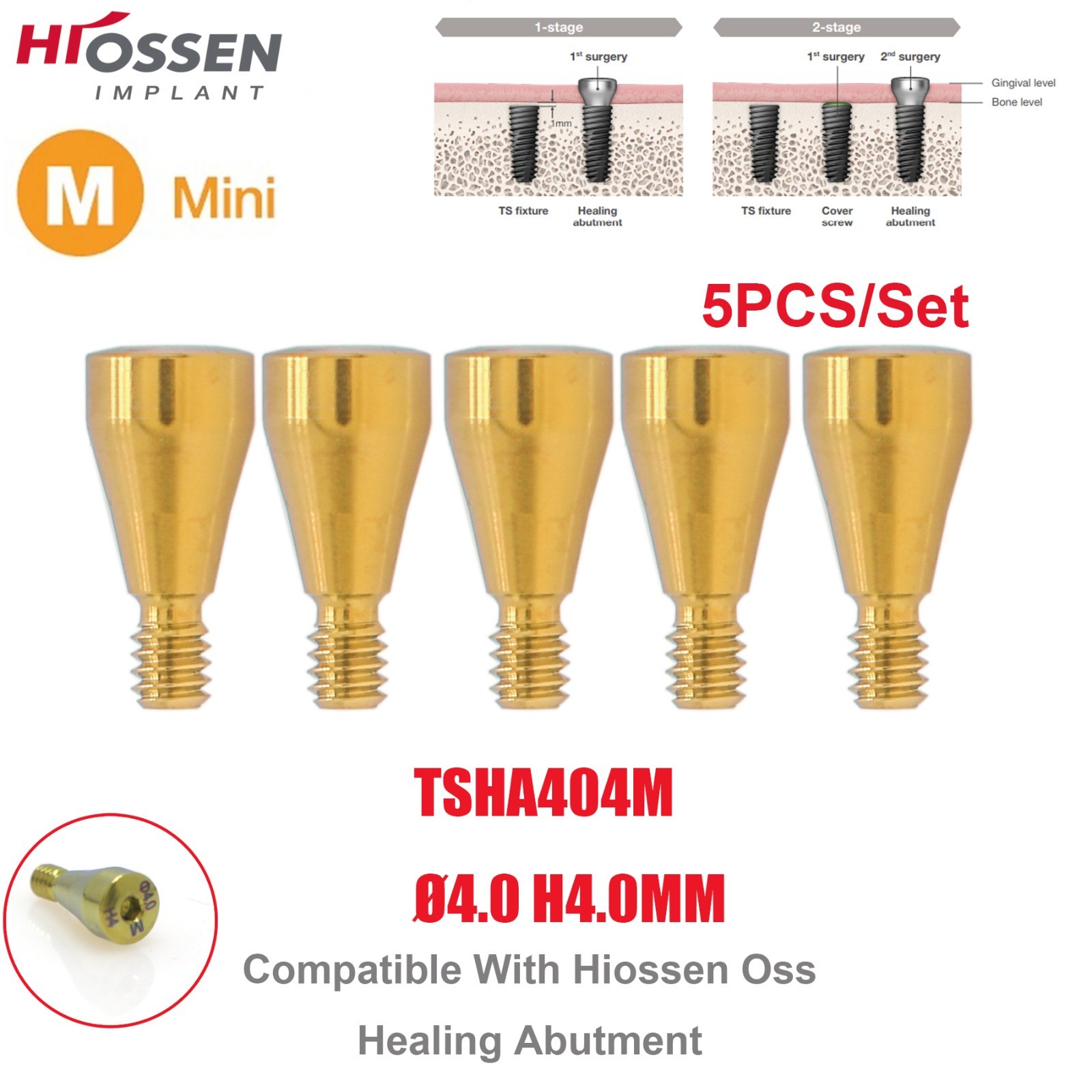 US Dental Titanium Mini Healing Abutment & Cover Screw Fits Hiossen ET Osstem TS