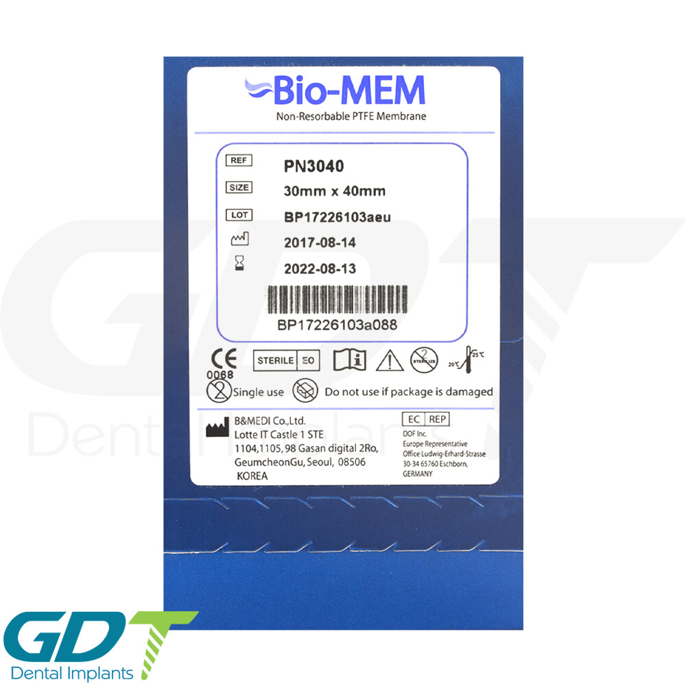 Non Resorbable PTFE Membrane Barrier 30mmX40mm Sterile Dental Synthetic GBR