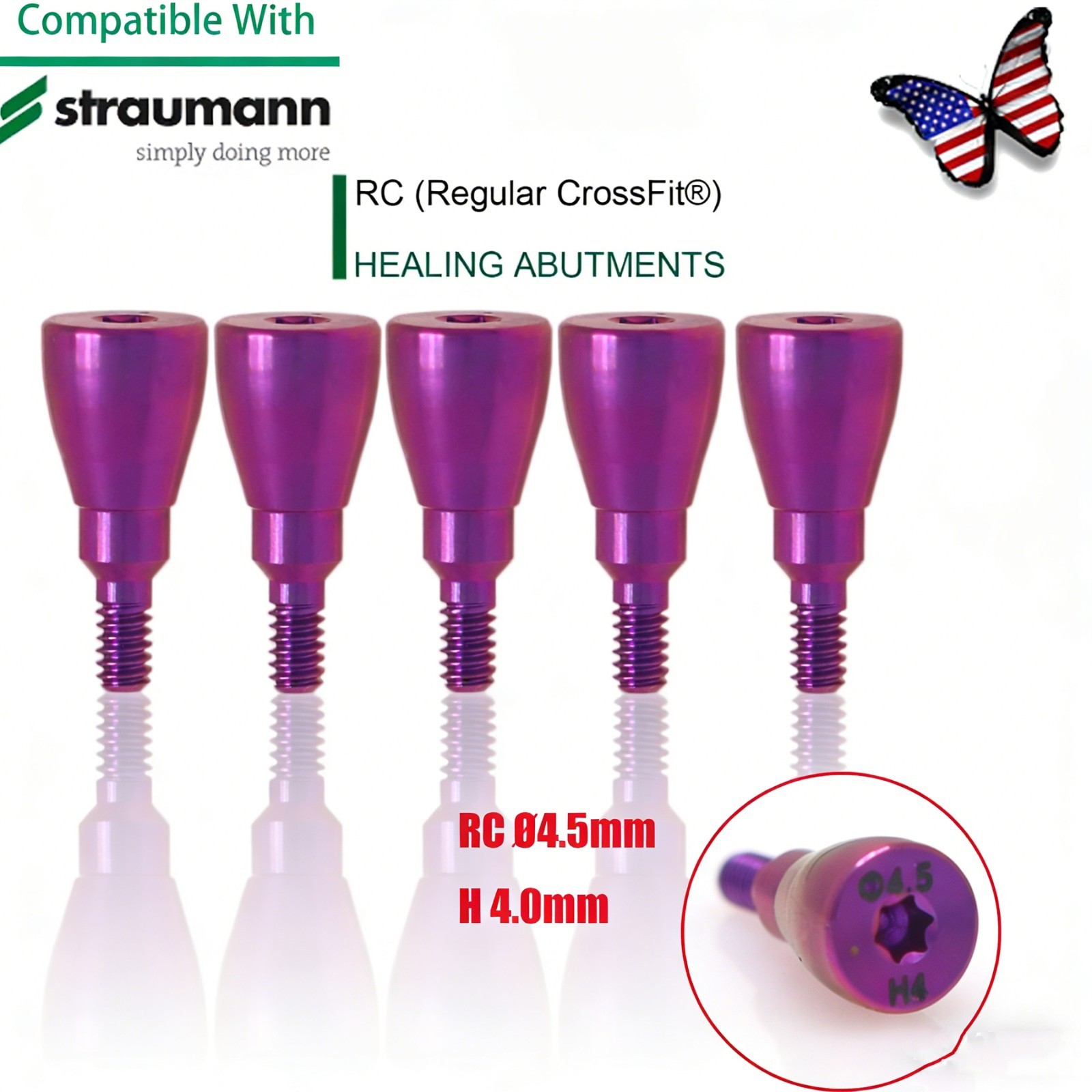 Straumann RC Healing Abutment & Closure Screw BLT Bone Level Titanium 5pcs/set