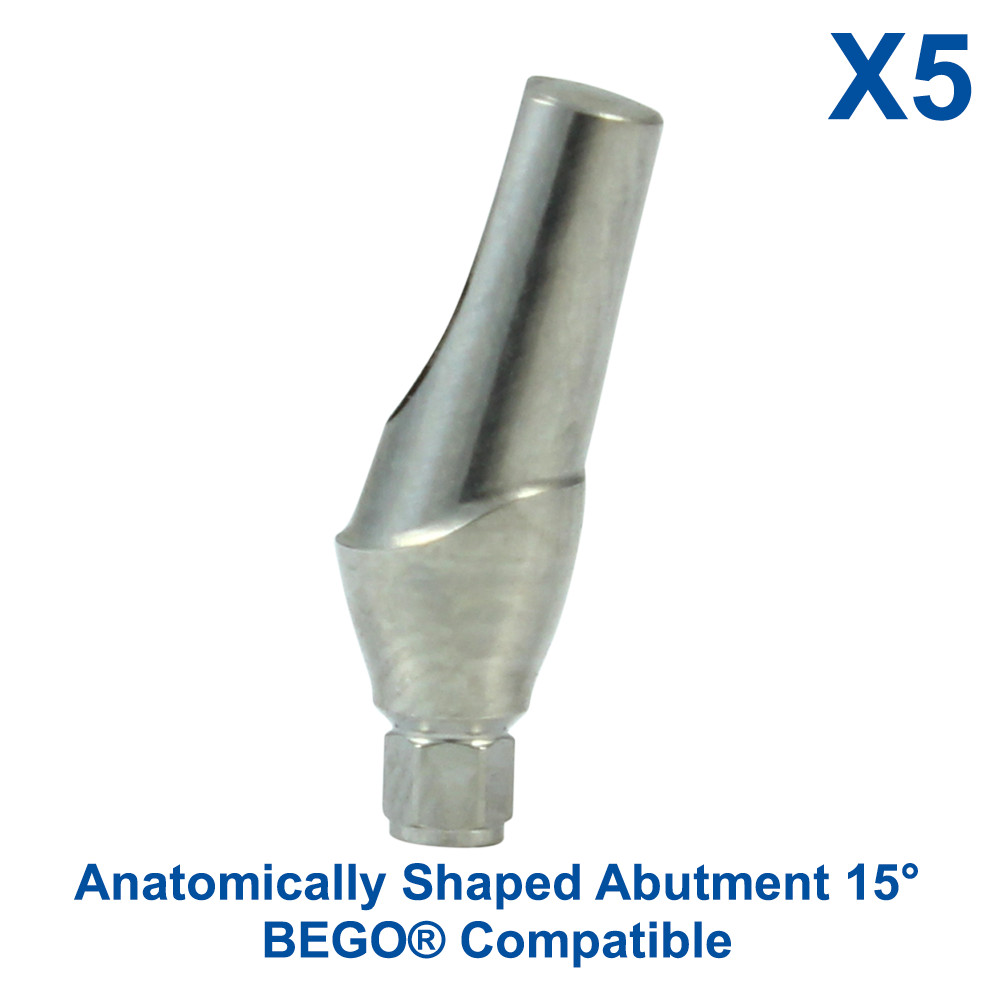 5 Dental Fixture BEGO Compatible Anatomically Shaped Adapter Head 15°Angle 57797
