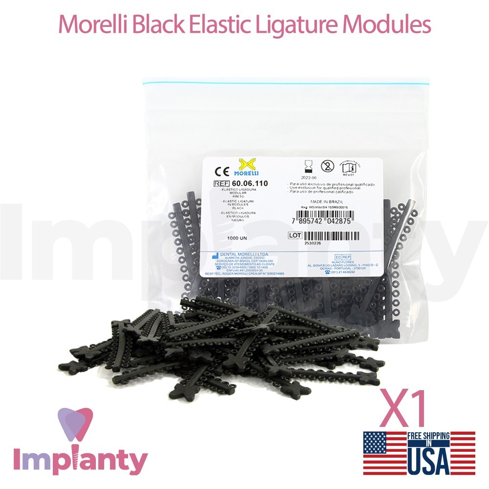 Morelli Polyurethane Elastic Ligature Modules Black Color 1000pcs