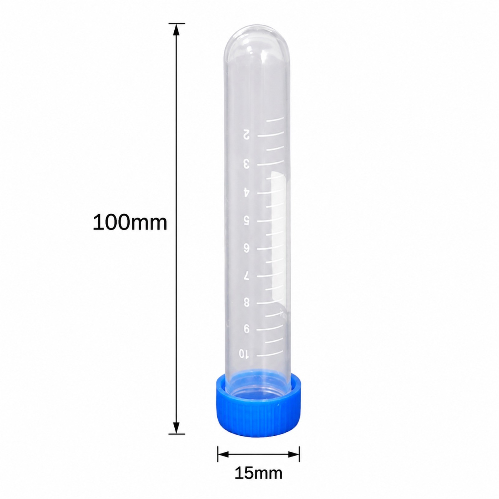 100Pcs Transparent Plastic Sample Tube Screw Cap Round Bottom 10 15 50ML