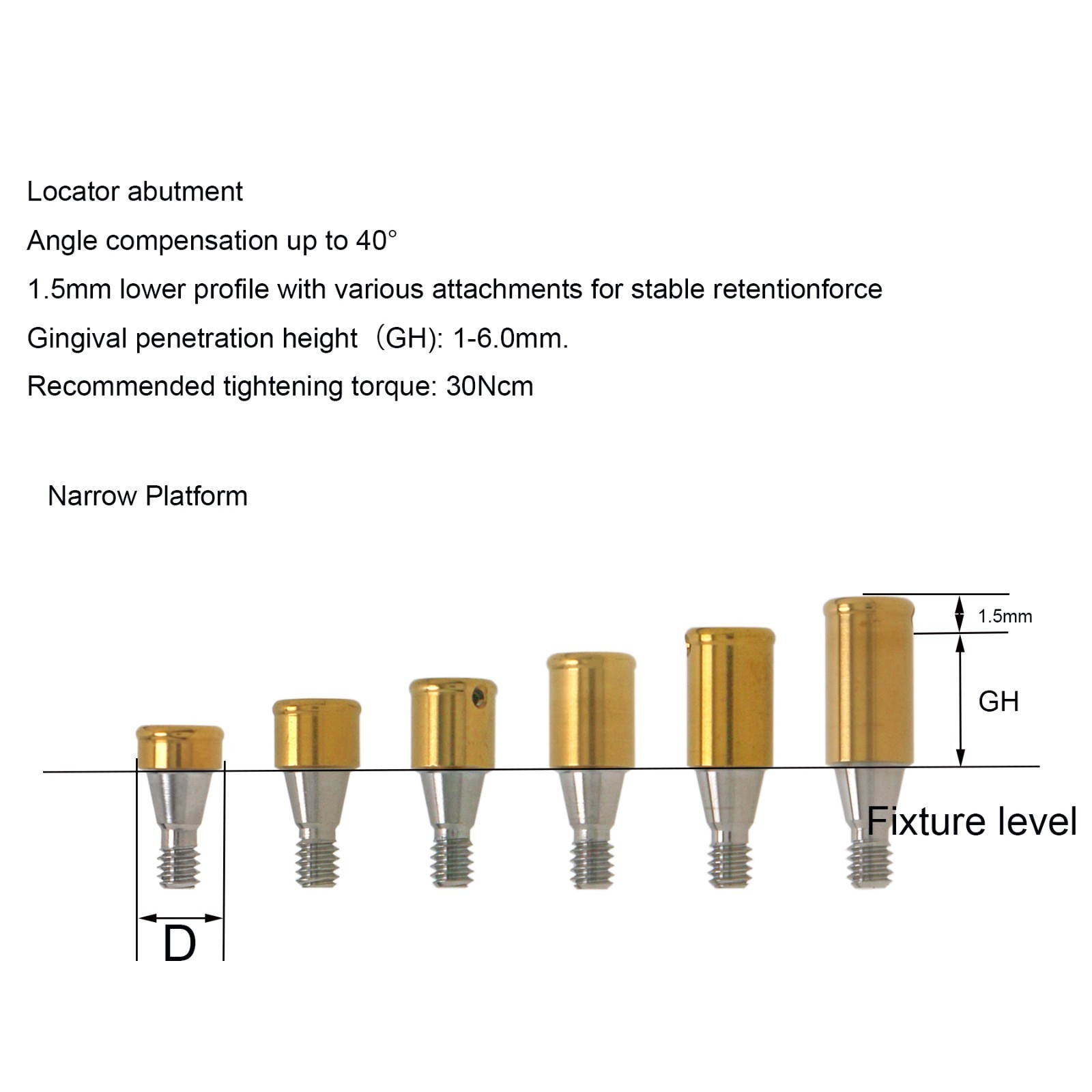 US Dental Locator abutment Overdentrue Male Caps Inserts Fits ALL Implant System