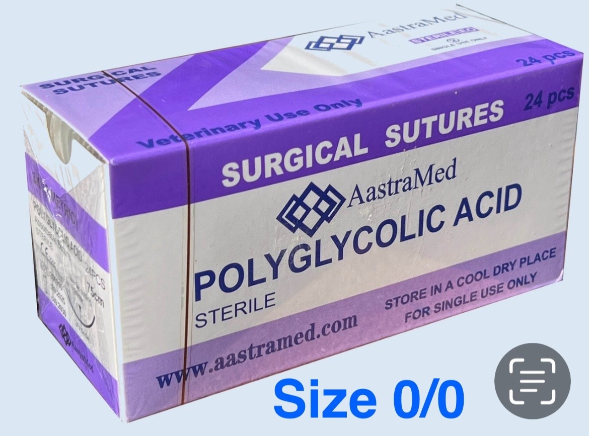 PGA Suture 0/0 Polyglycolic Acid 24ct Veterinary Dental Surgery Medical Training