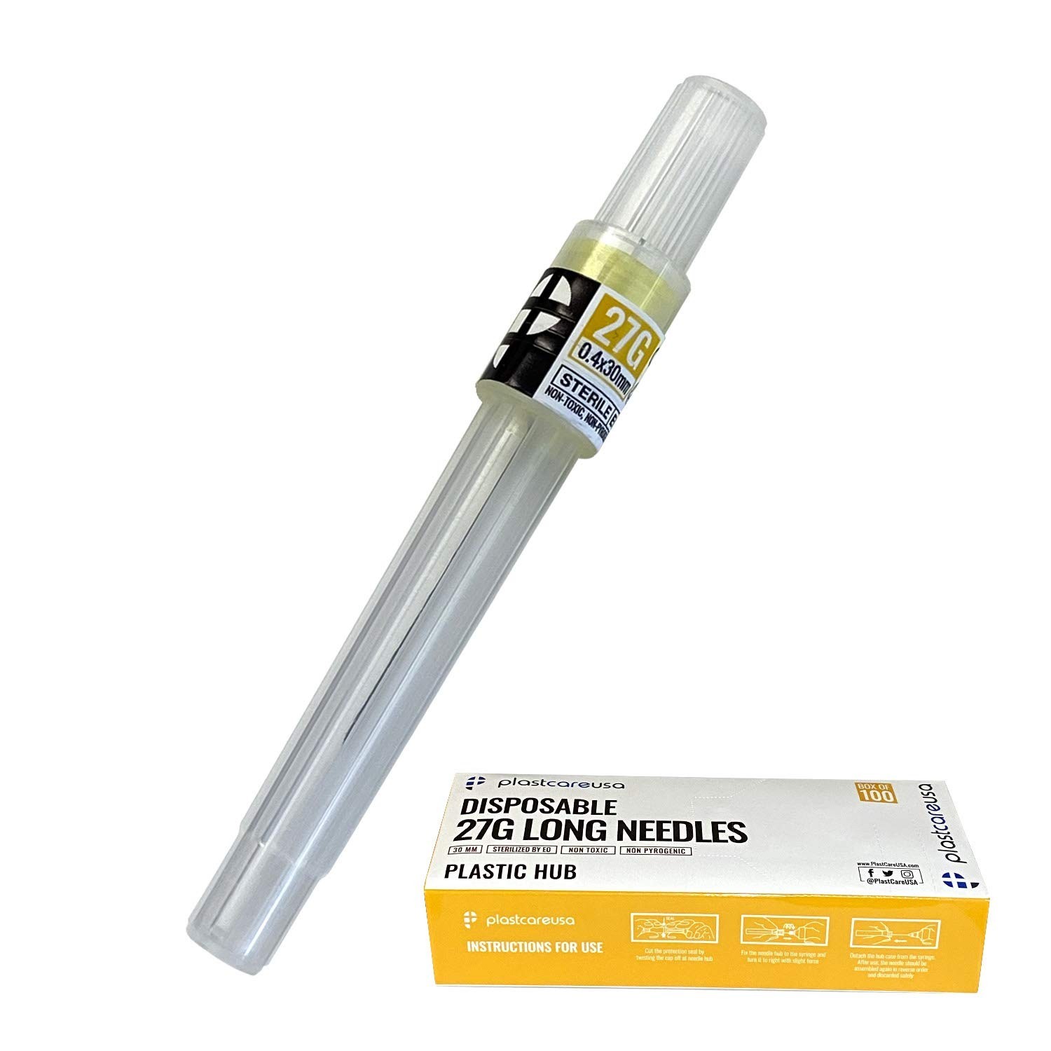100 Disposable Dental Needles in Perforated Box 27G Short, Length 21mm