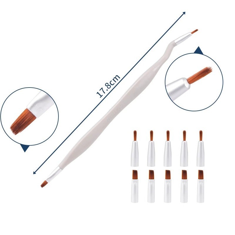 1Set Dental Brush Pen Replaceable Brushes Straight Curved Head Mini Micro Brush