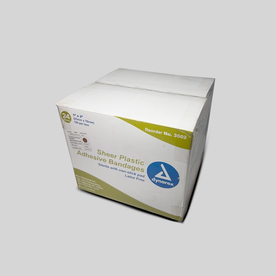 2400 Dynarex Sheer Adhesive Bandages, 1″ x 3″ – Sealed Case, Model 3602