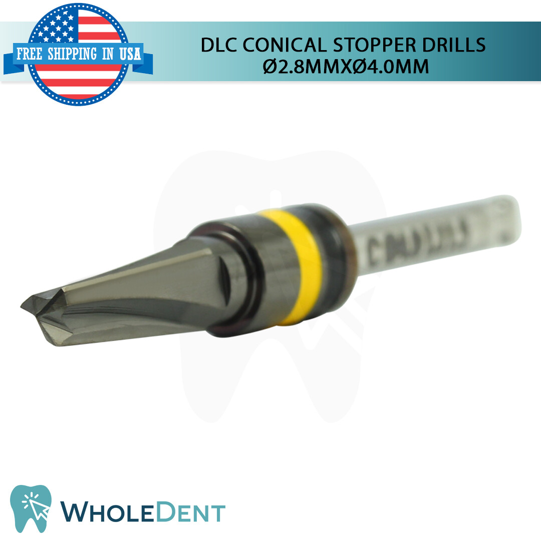 DLC Conical Integral Stopper Drill Ø2.8XØ4.0 Dental Im plant Tool Instrument