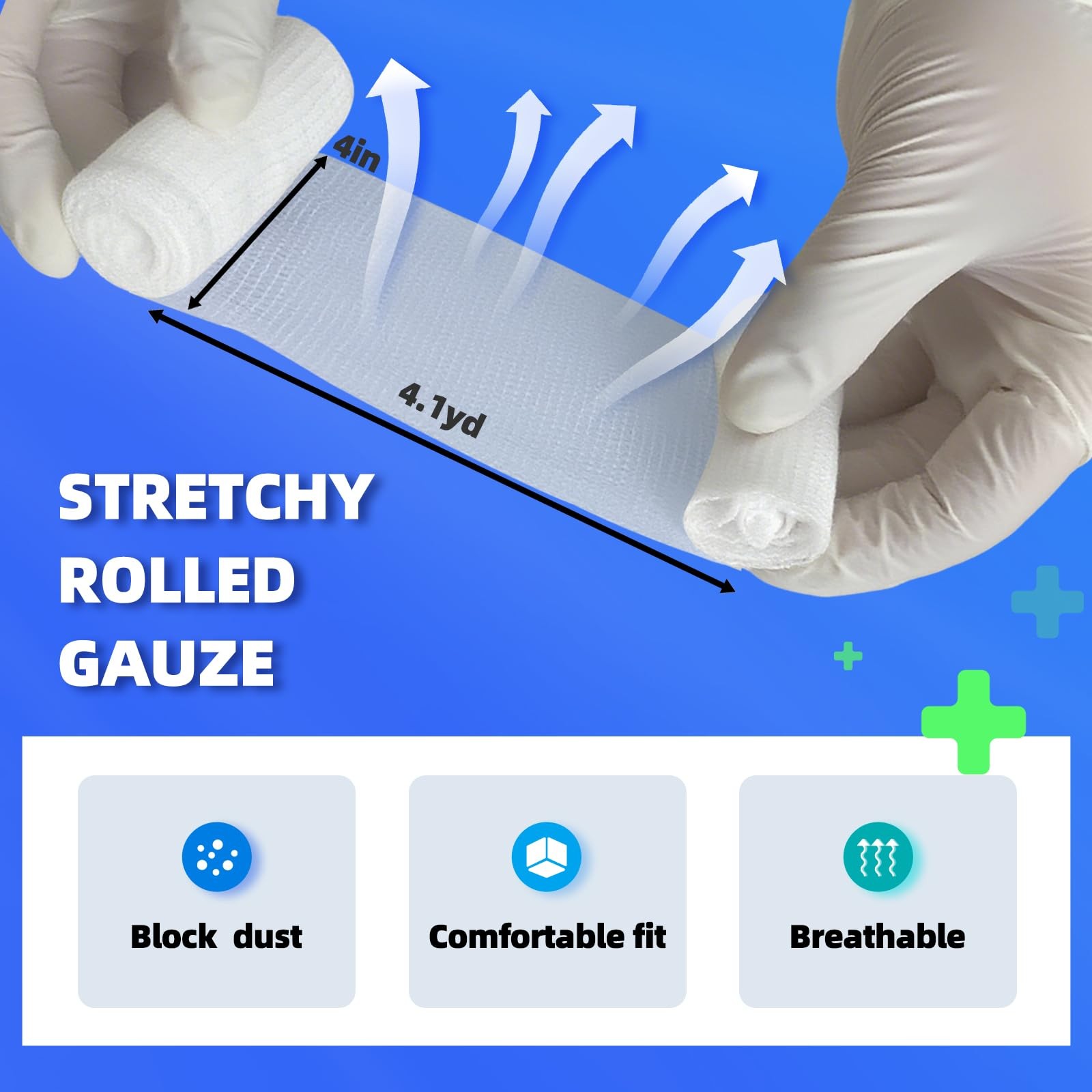 Radiia 32 Pack Gauze Rolls, 4″ x 4.1 Yards, Premium Stretch 4IN, C-32p