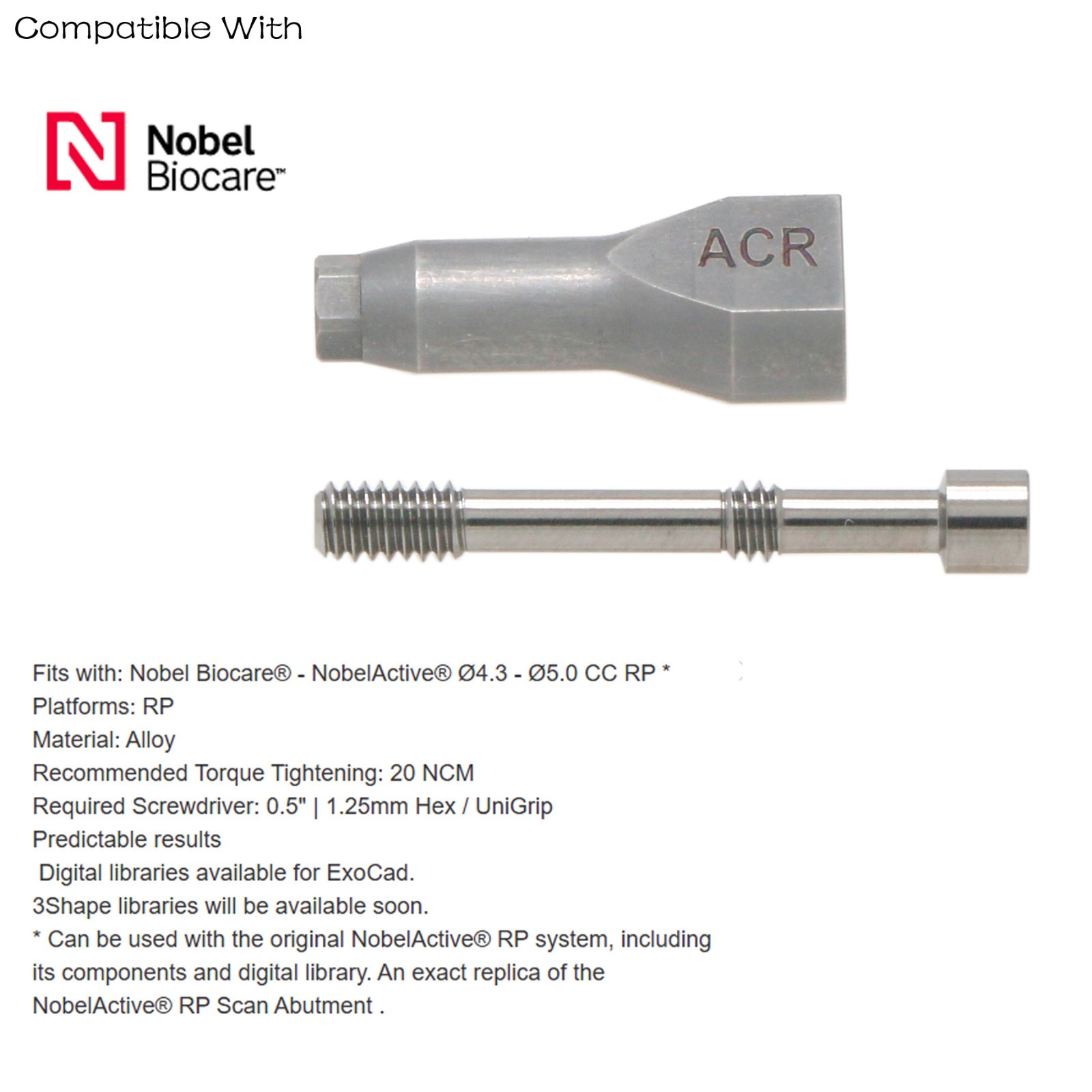 US Implant Level Scan Body For Nobel Biocare Nobel Active NP/RP CAD/CAM System