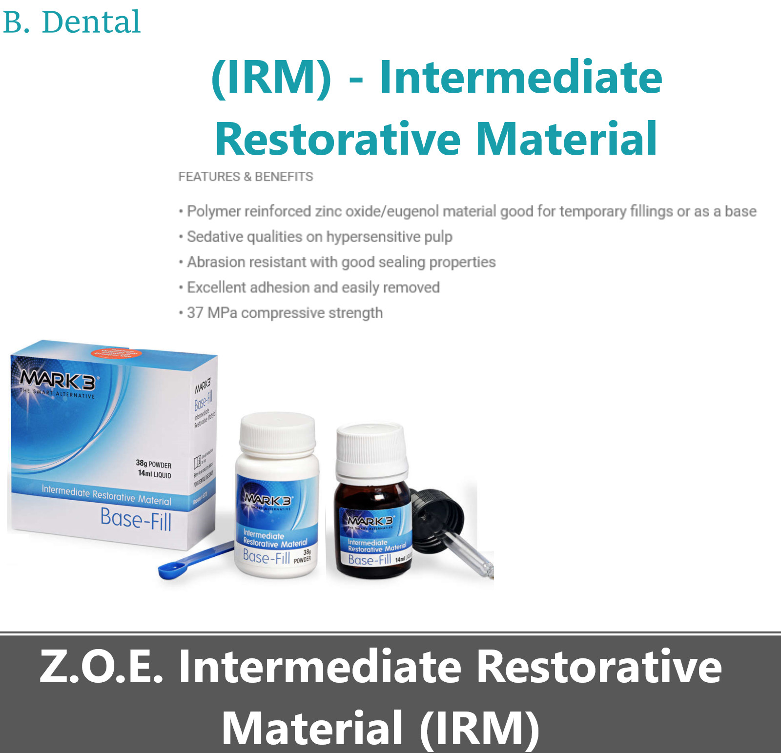 Dental IRM Reinforced ZOE Cement IRM Restorative 38g Powder 14mL Liquid #5370