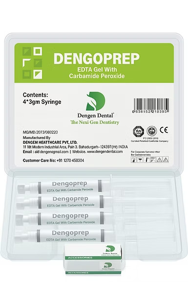 Dental DENGOPREP EDTA Gel with Carba Mide Pero xide 4 x 3gm Kit