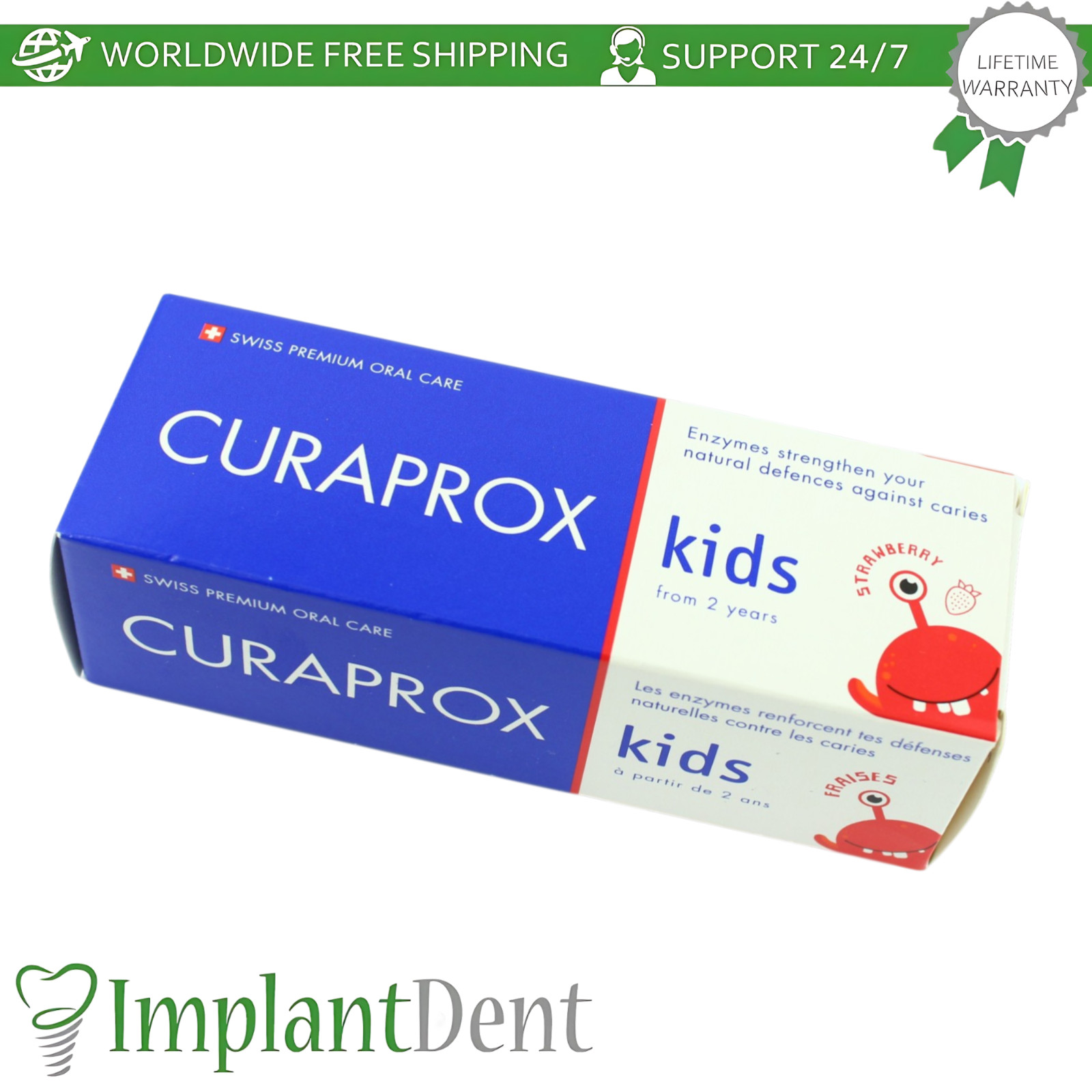 Dental Strawberry Toothpaste 60ml Kids Age 2+ Gentle Oral Care Hygiene Curaprox