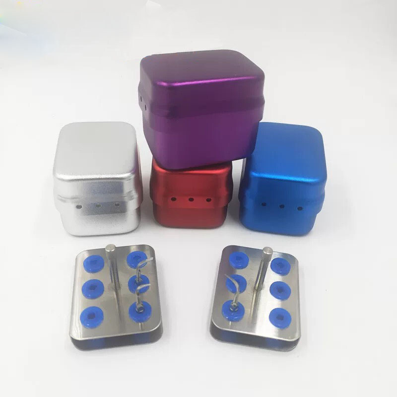 1 Set Blue Dental Scaler Tips Burs Disinfection Holder Block Sterilizer Box