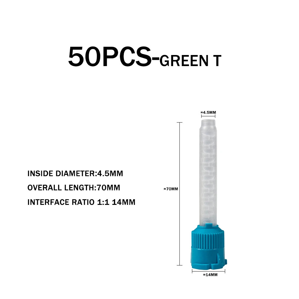 50pcs/pack Dental T Mixing Tips 1:1 Ratio Disposable Impression Mixing Tube