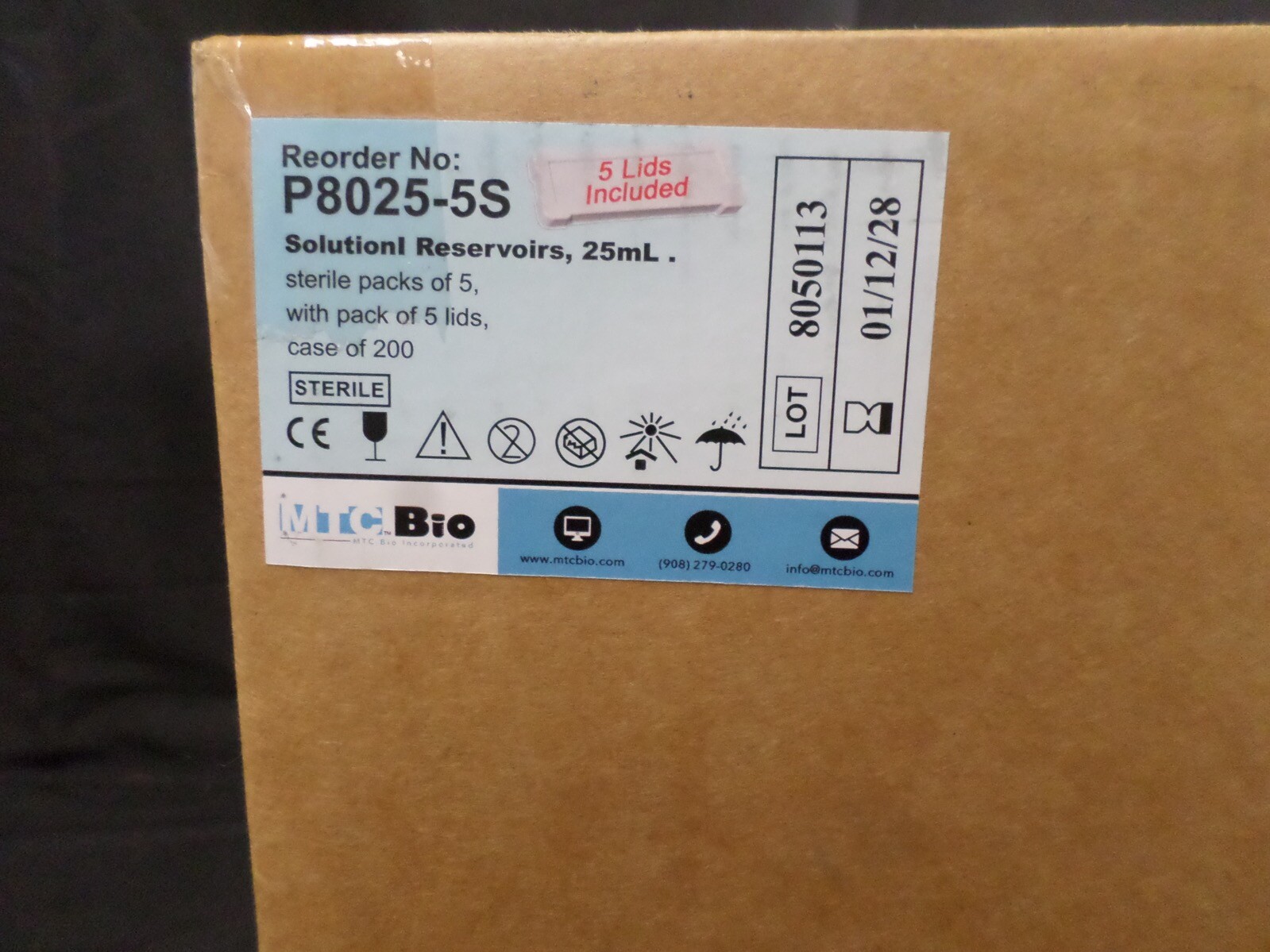 MTC BIO Polystyrene 25mL Sterile U-Shaped Solution Reservoirs P8025-5S (200/cs)