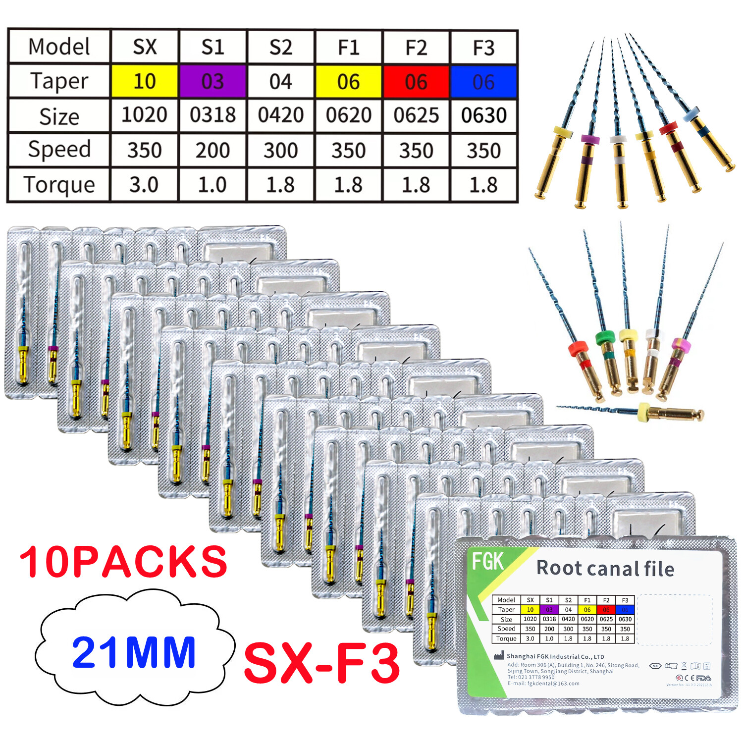 Dental Niti Heat Treated Rotary Endo File Root Canal Engine Use SX-F3 21/25mm