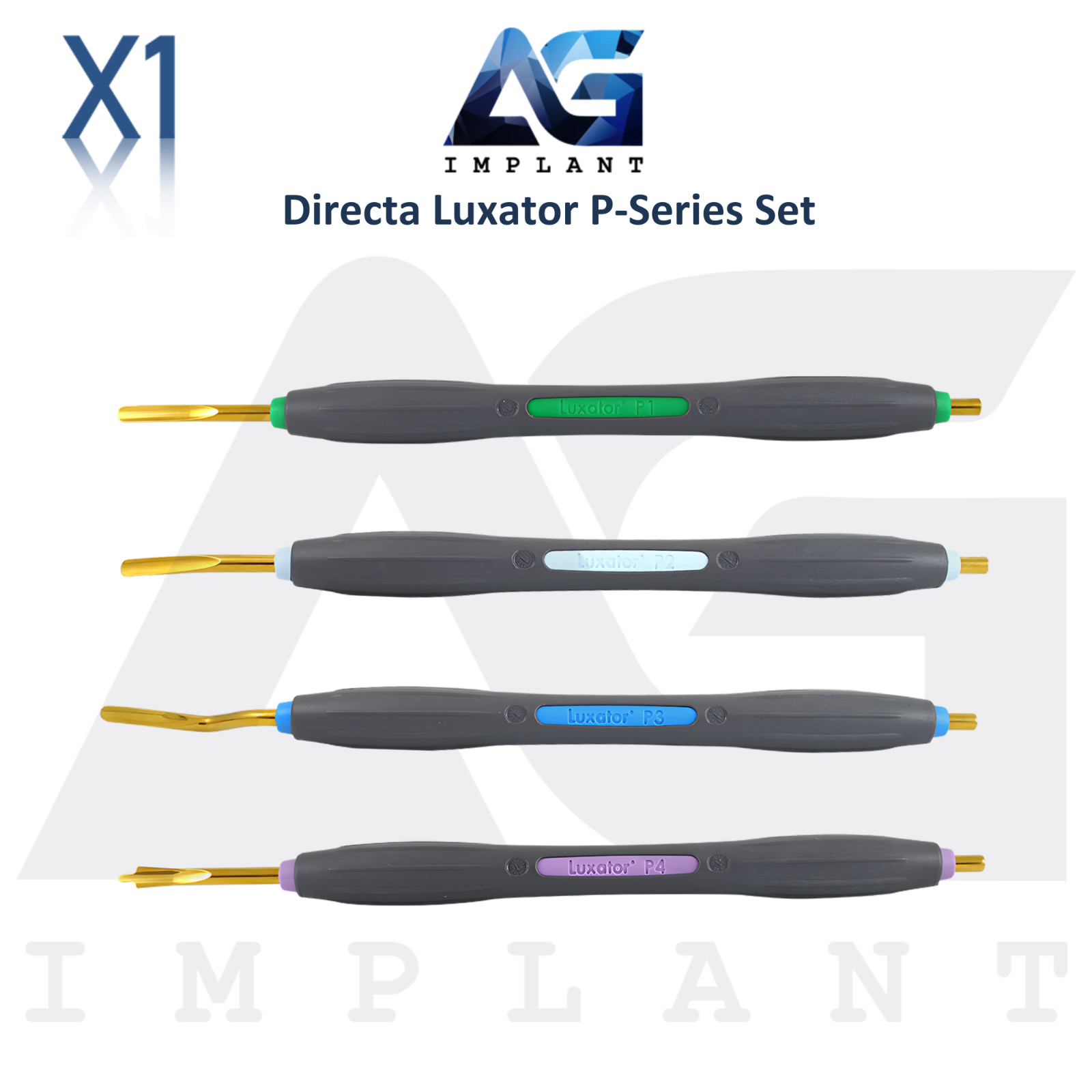 Dental Luxator P-Series Set Stainless Steel Lightweight Penholder Grip Design