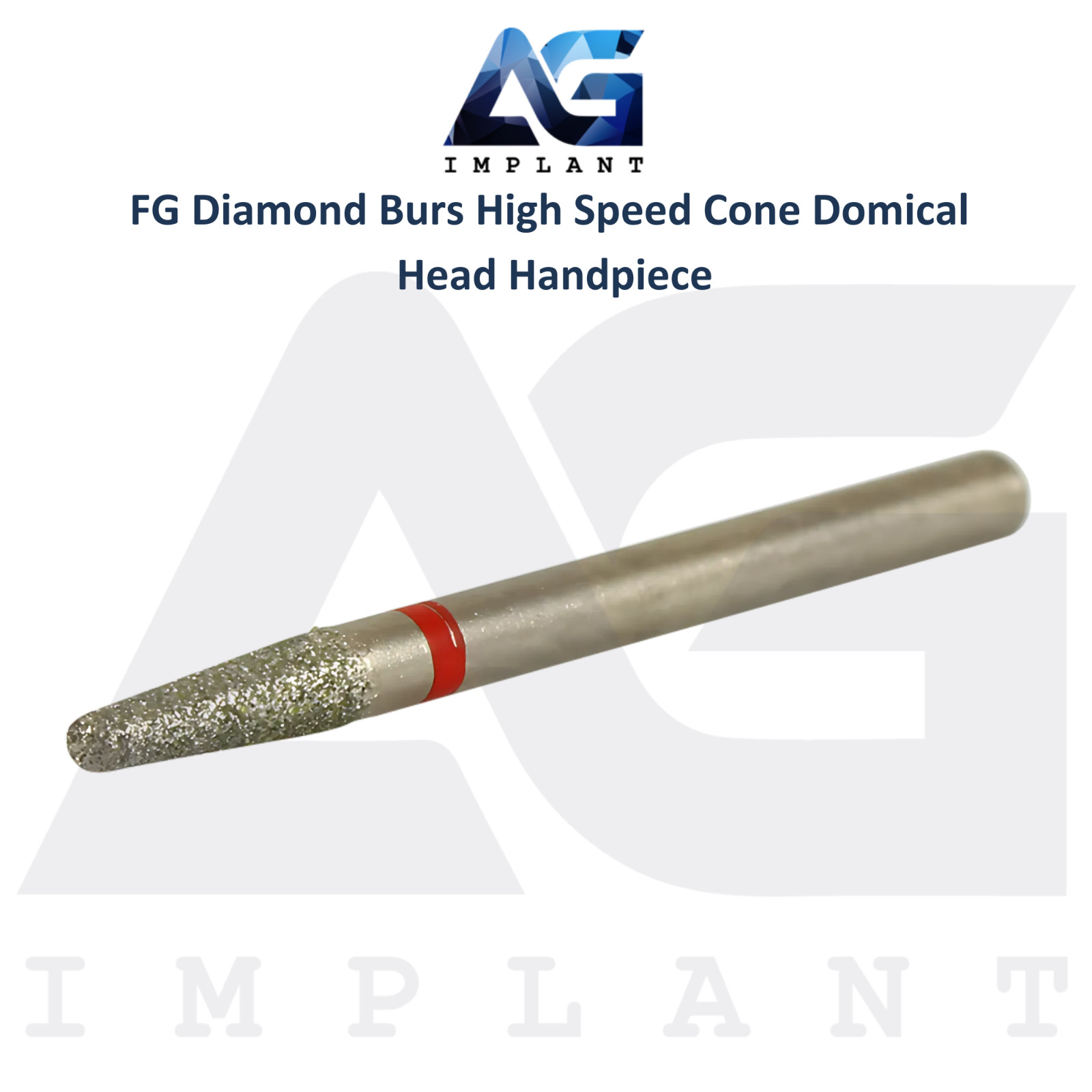 Dental FG Diamond 10 Burs High Speed Cone Domical Head Handpiece Stainless Steel