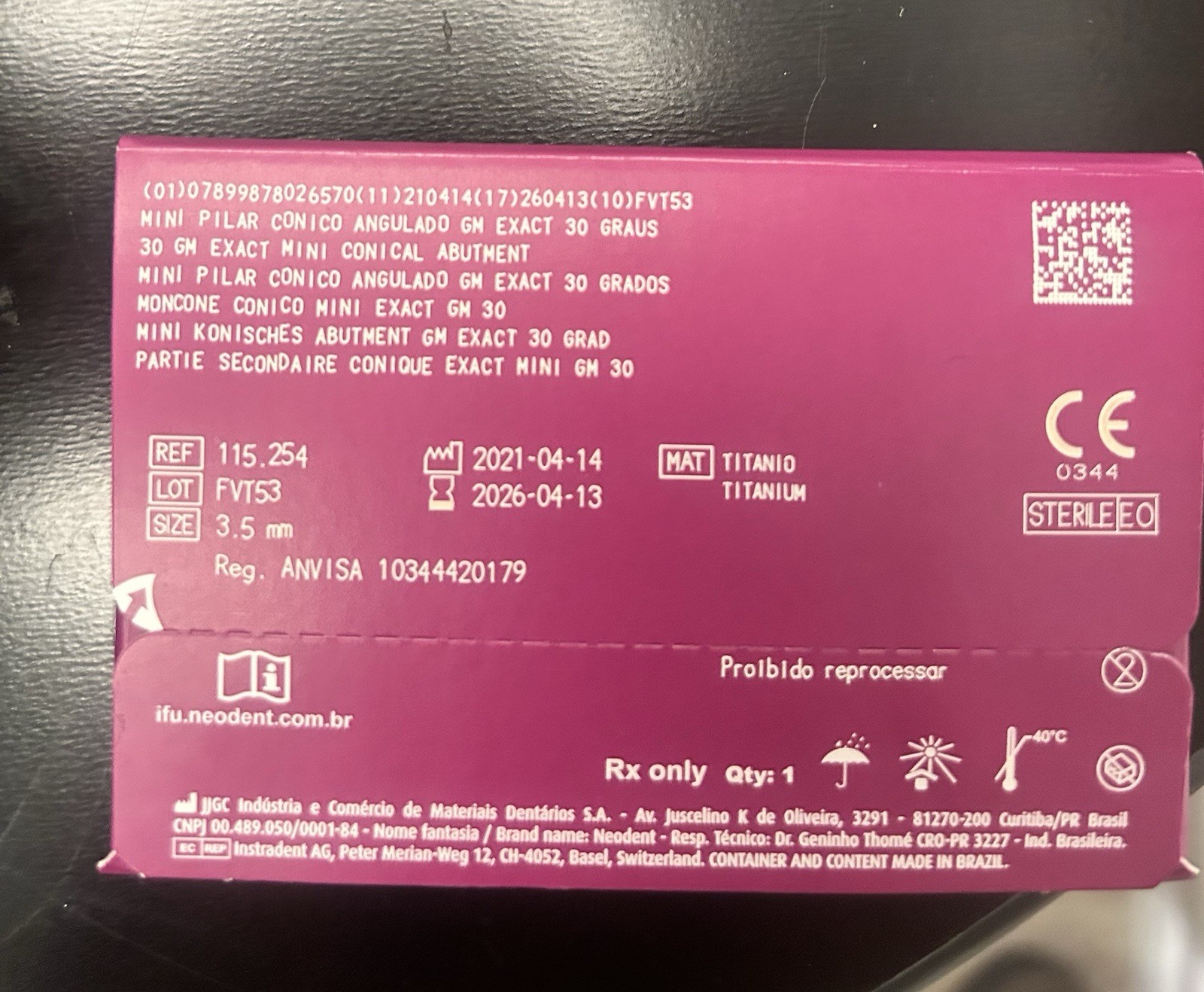 Lot x 2 Angulated multi unit Neodent GM compatible replica 30 deg 2.5 mm