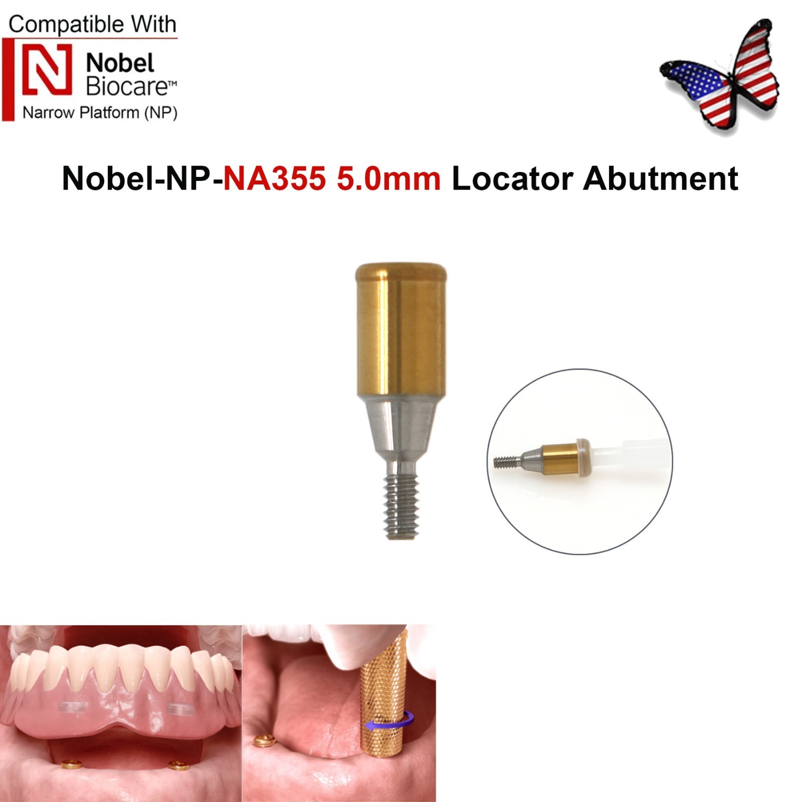 US Nobel Biocare Locator Abutment Replace Conical Connection Compatible NP/RP