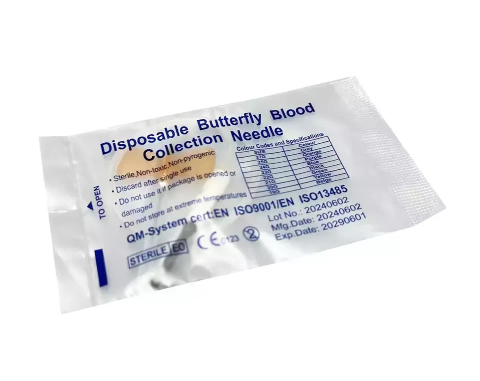 New 50Pcs 21~25G Advanced Safety Sterile Blood Collection Tips with Double-Wing