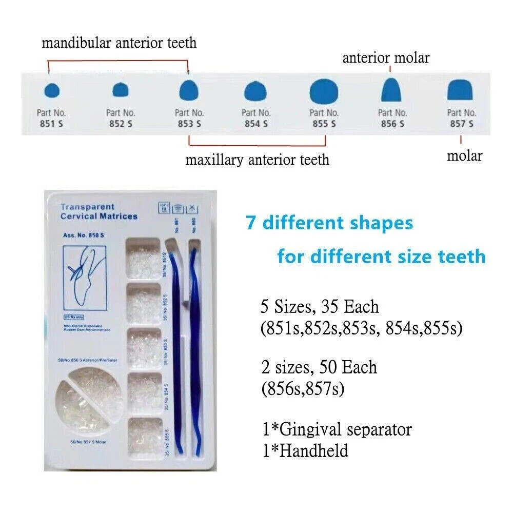 277 Pcs/Set Dental Transparent Cervical Matrices Composite Gingival Retractor