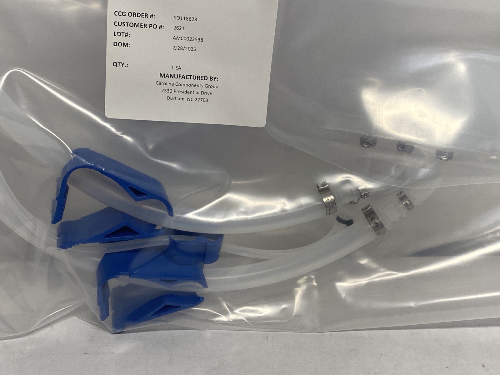 CAROLINA Bioprocess 1L MPC Sampling Bag 3-Ports w/ Connectors Clamps 00130966