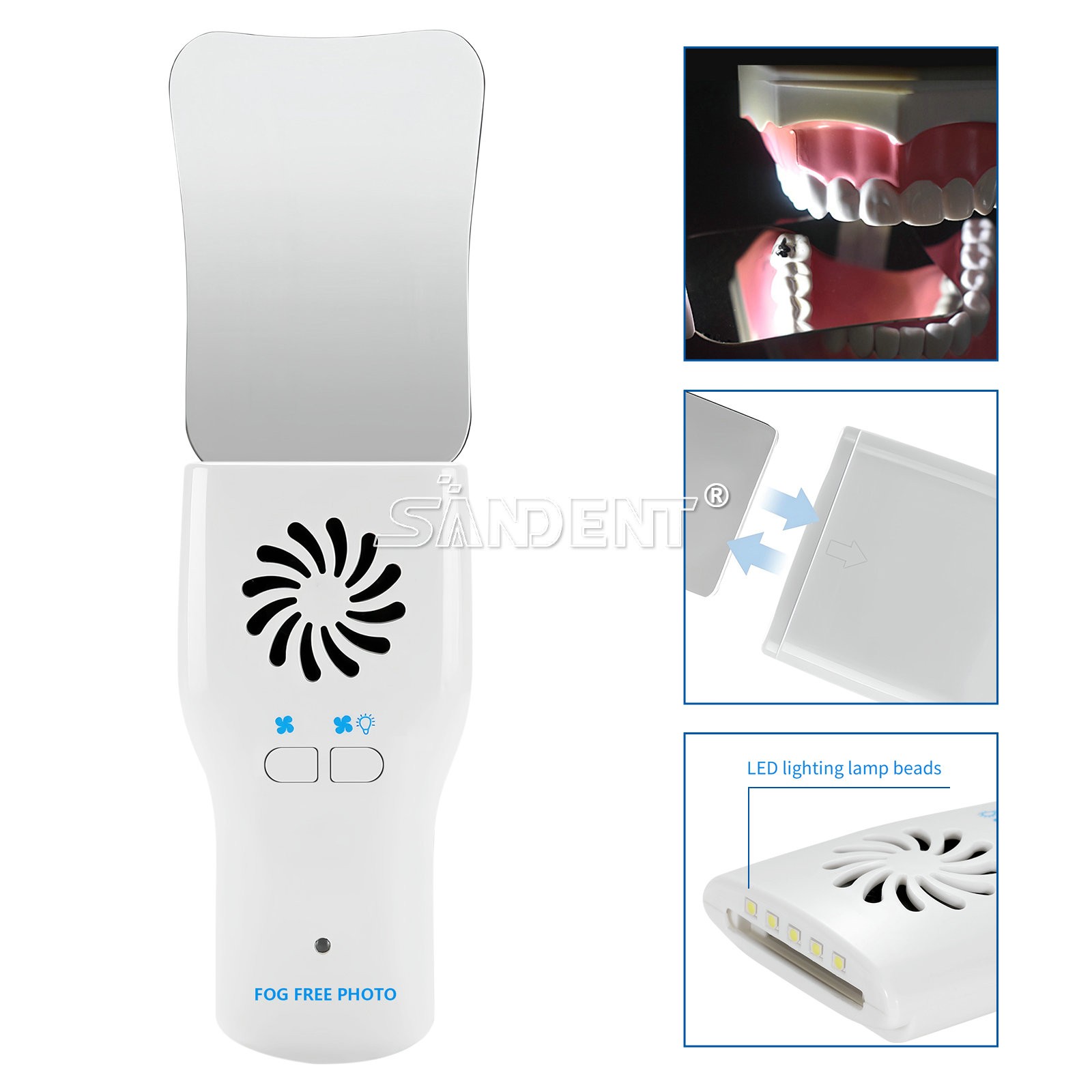 Dental Orthodontic LED Automatic Anti-fog Mirrors for Oral Photography Reflector